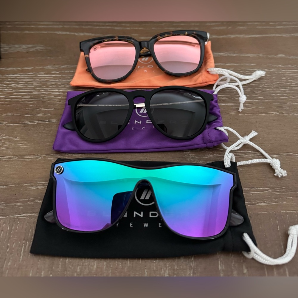 Sunglasses Set - Black, Pink, Blue